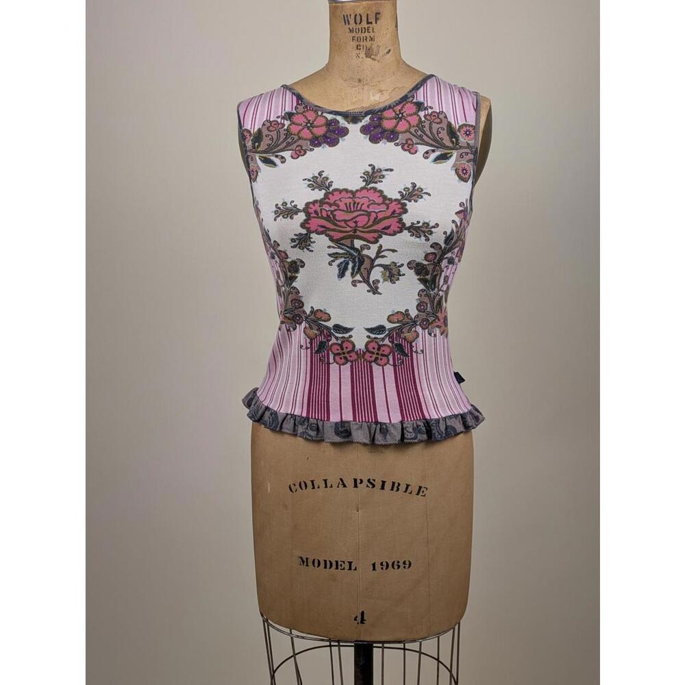 1990's/2000's Y2K rare Christian Lacroix jeans rose top